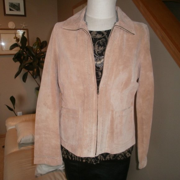 ZAZEE Vintage Light Brown Buckskin Suede Leather Jacket Zip Front Sz Medium - Picture 1 of 8